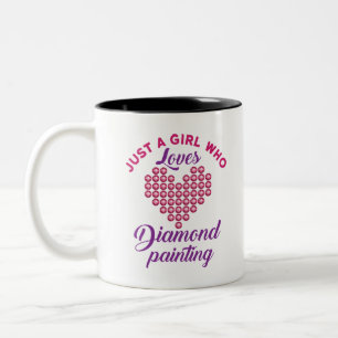 Taza Bicolor Un Chica que ama la pintura de diamantes