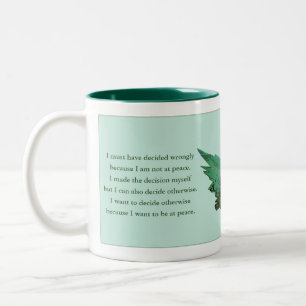 Taza Bicolor Un Curso De Milagros De Regalo, Verde, Espiritual