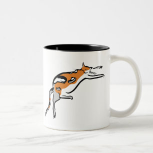Taza Bicolor Un gato divertido tricolor gordo perezoso