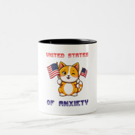 Taza Bicolor Un gato gracioso del 4 de julio: gato estadouniden