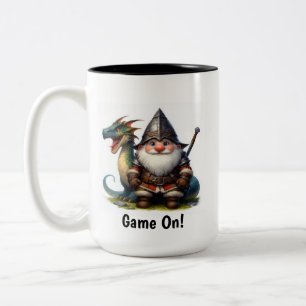 Taza Bicolor Un guerrero de Gnome posando con su dragón