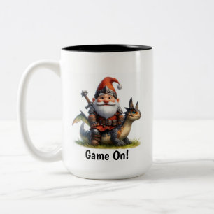 Taza Bicolor Un guerrero de Gnome posando con su dragón