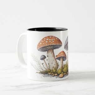 Taza Bicolor Un Ilustracion detallado de hongos