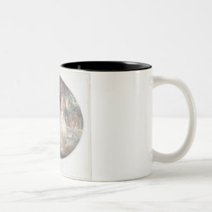 Taza Bicolor Un jardín de té, grabado de stipple del color
