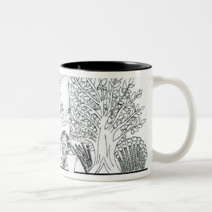 Taza Bicolor Un jardín egipcio antiguo (grabado) (foto de b/w)