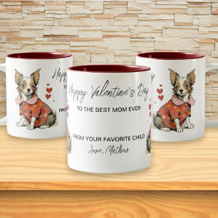 Taza Bicolor Un lindo Chihuahua con tarjeta de El día de San Va