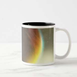 Taza Bicolor Un nublado Júpiter-como el planeta que está en