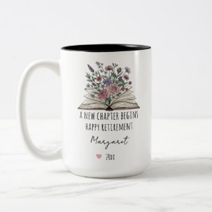 Taza Bicolor Un nuevo capítulo comienza la jubilación floral Pe