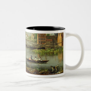 Taza Bicolor Un paisaje del río, posiblemente una visión desd