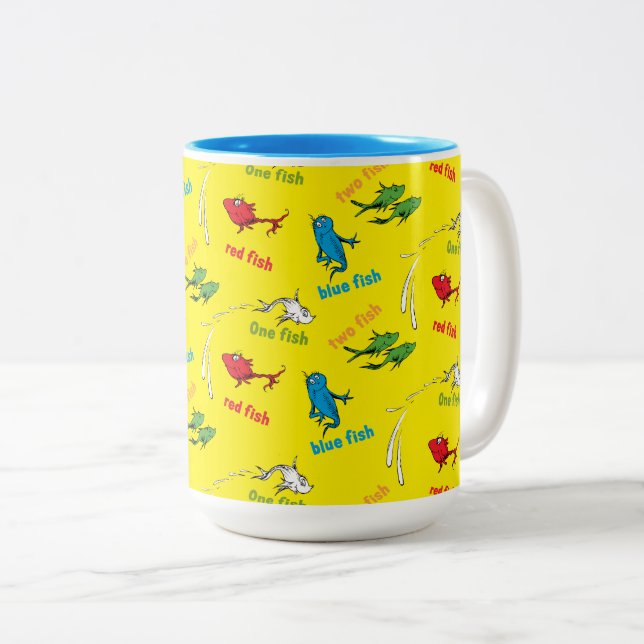 Taza Bicolor Un pez dos peces patrón amarillo (Anverso derecho)