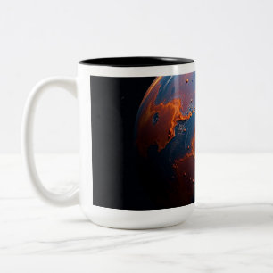 Taza Bicolor Un planeta naranja y azul