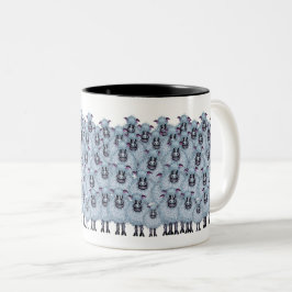 Taza Bicolor Un rebaño de ovejas caricatura