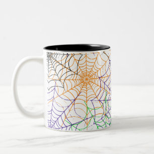 Taza Bicolor Un simple patrón web de araña de Halloween