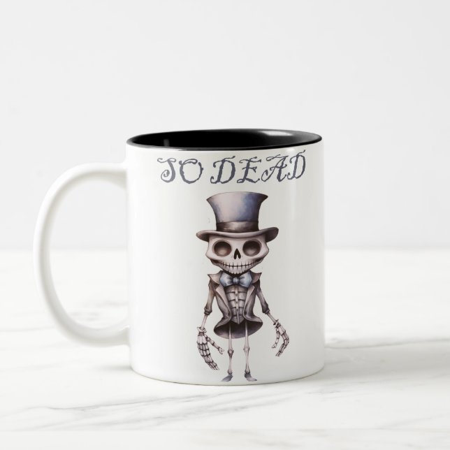 Taza Bicolor Un Skeleton Muerto, Creepy, Fun Halloween (Izquierda)