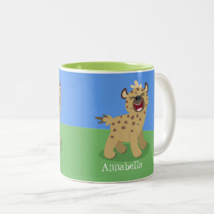 Taza Bicolor Una chiflada hiena riéndose del ilustracion person