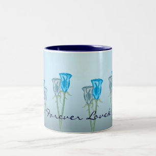 Taza Bicolor Una docena de Rosas azules (San Valentín)