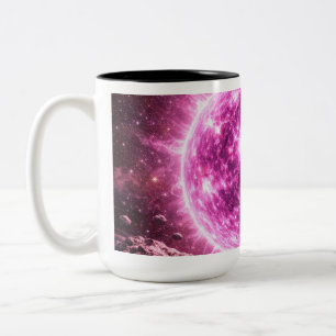 Taza Bicolor Una estrella rosa del espacio exterior