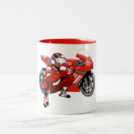 Taza Bicolor Una moto roja y su piloto
