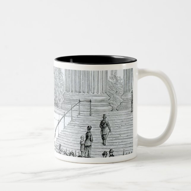 Taza Bicolor Una muchedumbre admira un reloj neumático (Derecha)
