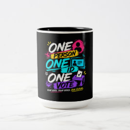 Taza Bicolor Una Persona, Una ID, Un Voto