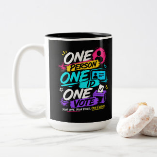 Taza Bicolor Una Persona, Una ID, Un Voto
