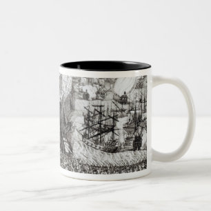 Taza Bicolor Una perspectiva de la ciudad y del puerto
