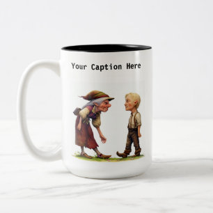 Taza Bicolor Una representación 3D de un elfo enojado gritando