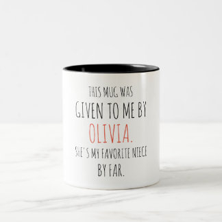 Taza Bicolor Una sobrina favorita - tía Personalizado personali