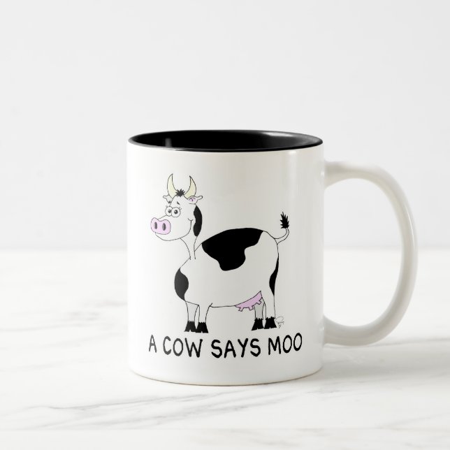 Taza Bicolor Una vaca dice "Moo" (Derecha)