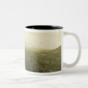Taza Bicolor Una vista de Boxhill, Surrey, con Dorking en el