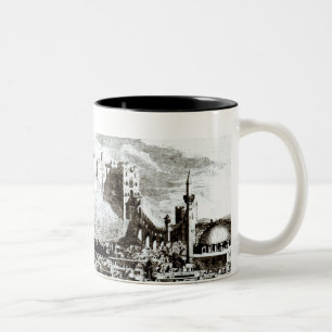 Taza Bicolor Una vista de la ciudad y del castillo de Alepo,