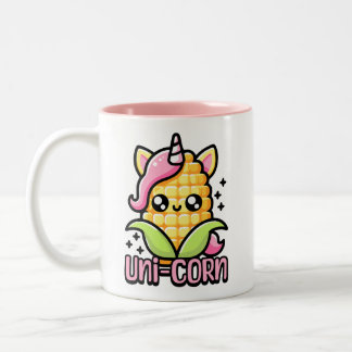 Taza Bicolor ¡Uni-Corn! Cute Unicorn Corn Pun