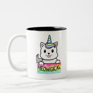 Taza Bicolor Unicat Caticorn Meowgon Unicorn Cat Men Women Bo