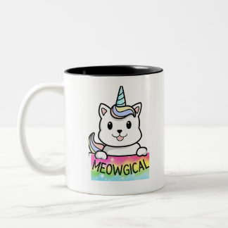Taza Bicolor Unicat Caticorn Meowgon Unicorn Cat Men Women Bo