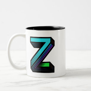 Taza Bicolor Único Monograma inicial Z de color personalizado