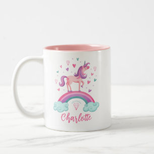 Taza Bicolor Unicornio arcoiris rosa