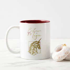 Taza Bicolor Unicornio cree en la tipografía de citas mágicas