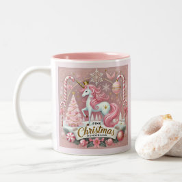 Taza Bicolor Unicornio de la Tierra de las Maravillas de Navida