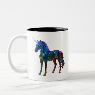 Taza Bicolor Unicornio de vidrio arcoiris mágico