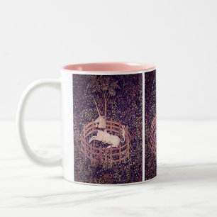 Taza Bicolor Unicornio del vintage en tapicería del cautiverio