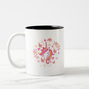 Taza Bicolor Unicornio en rosa y Naranja