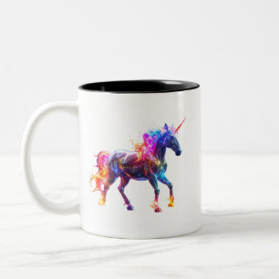 Taza Bicolor Unicornio Lindo Resplandeciente Colorido