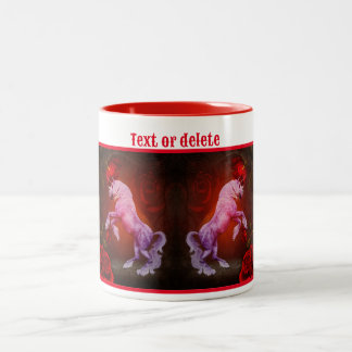 Taza Bicolor Unicornio Y Rosas Fantasy Horse Personalizado