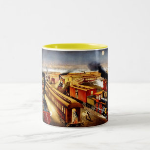Taza Bicolor Unión ferroviaria estadounidense de noche
