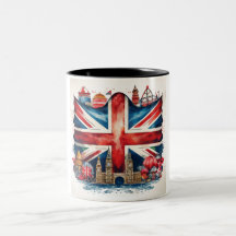 Union Jack Mug con emblemáticos monumentos británi