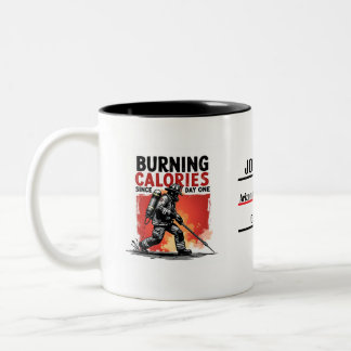 Taza Bicolor Unique Firefighter or Fireman, Black and Red Funny