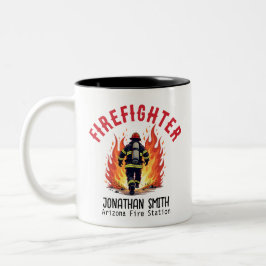 Taza Bicolor Unique Firefighter or Fireman on Fire Rescue