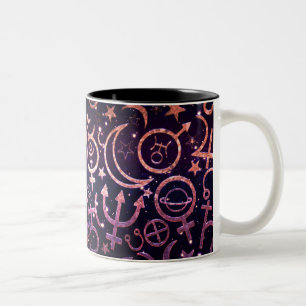 Taza Bicolor Universo Espacial Planetario Brillante Púrpura Pla