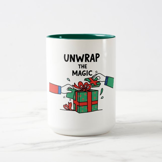Taza Bicolor Unwrap the Magic Christmas Gift (Centro)