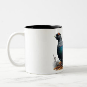 Taza Bicolor Urogallo escocés en brezo. Pluma y tinta